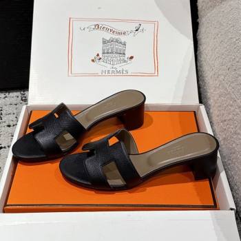 Hermes Classic Oasis Heel Slides Sandal 4.5cm in Palm Grained Leather Black 15 2025 0606 (MD-250606088)