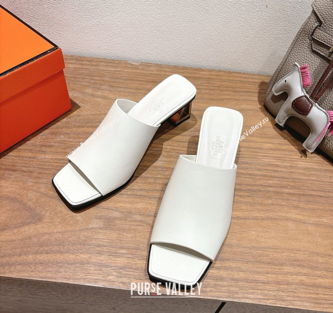 Hermes Kristal Heel Slides Sandal in Nappa Leather White 2025 (MD-250606070)