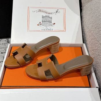Hermes Classic Oasis Heel Slides Sandal 4.5cm in Palm Grained Leather Brown 16 2025 0606 (MD-250606089)