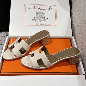 Hermes Classic Oasis Heel Slides Sandal 4.5cm in Palm Grained Leather White 17 2025 0606 (MD-250606090)