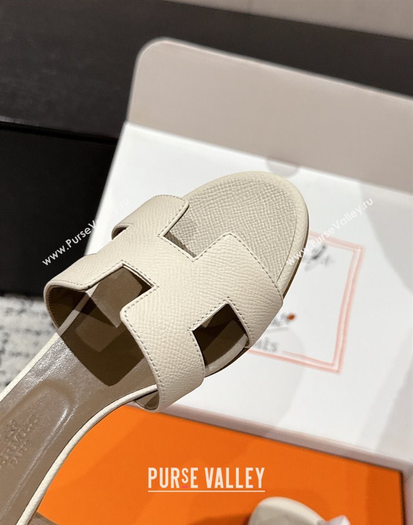 Hermes Classic Oasis Heel Slides Sandal 4.5cm in Palm Grained Leather White 17 2025 0606 (MD-250606090)