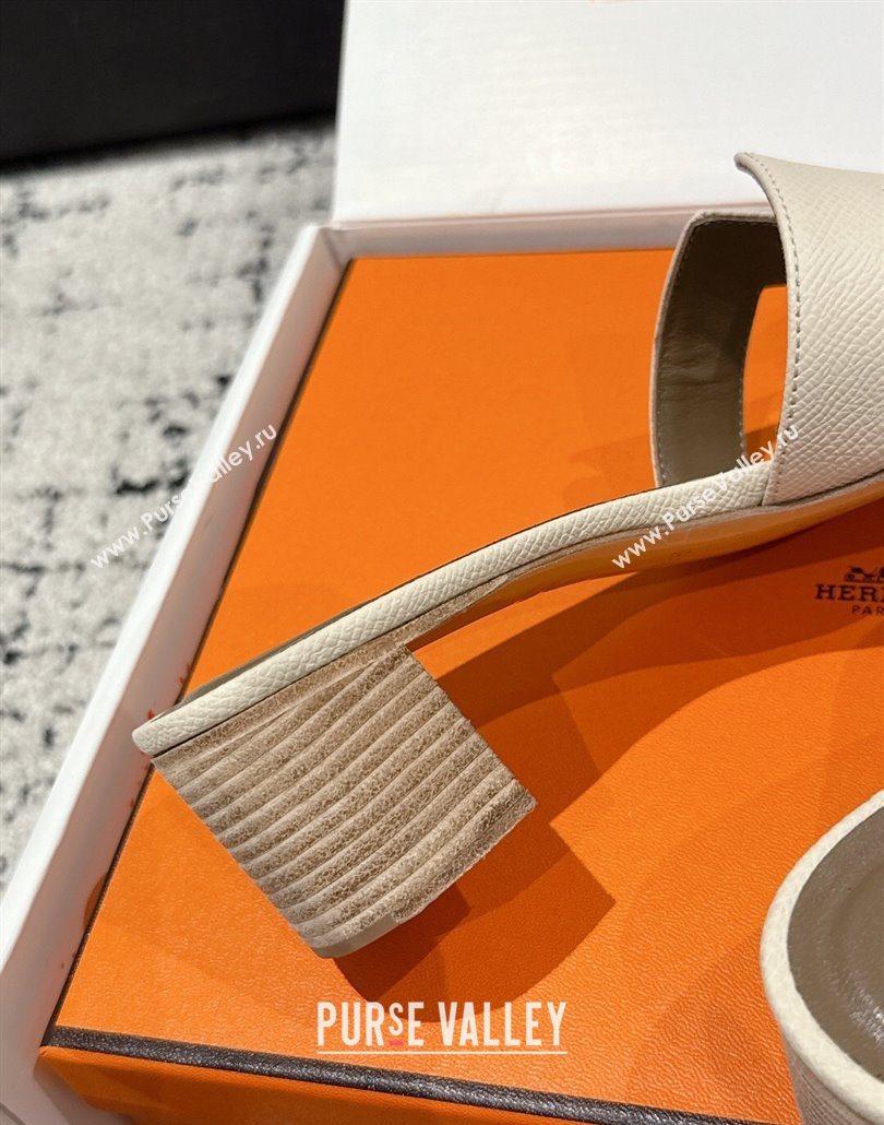 Hermes Classic Oasis Heel Slides Sandal 4.5cm in Palm Grained Leather White 17 2025 0606 (MD-250606090)