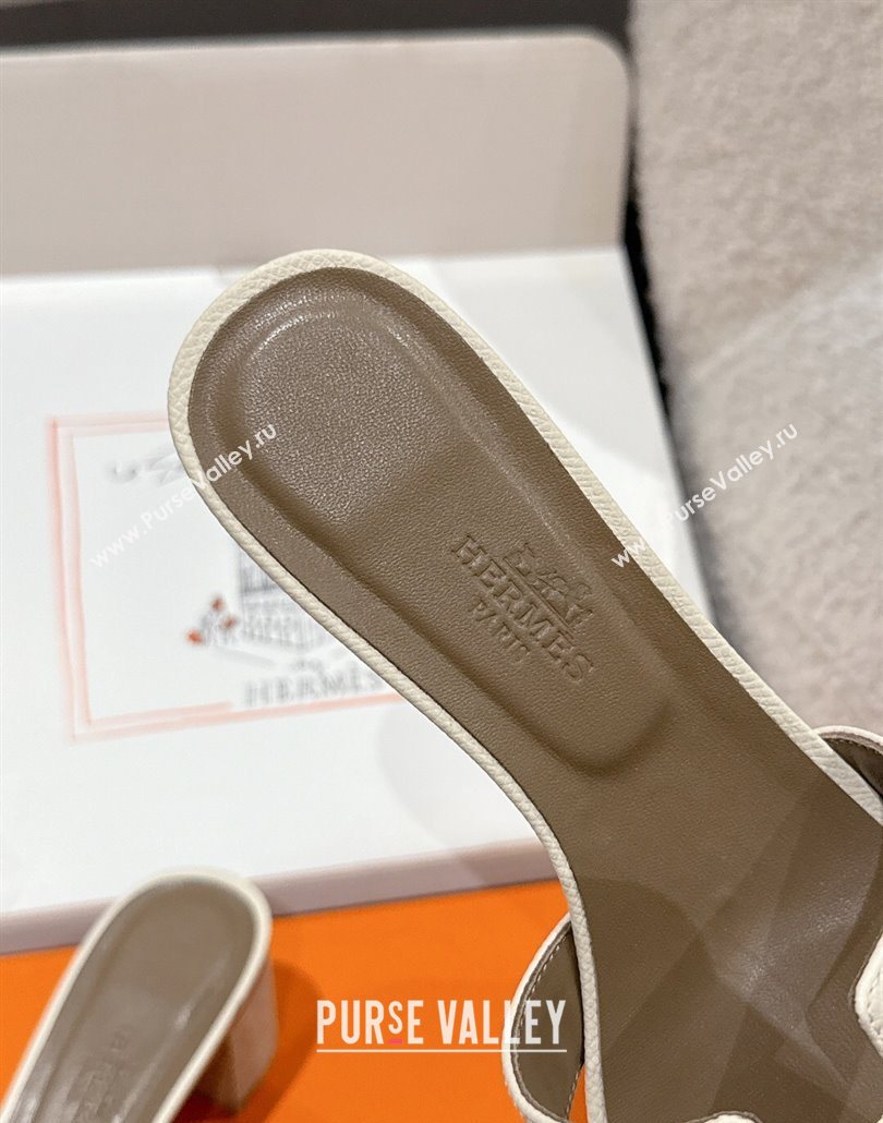 Hermes Classic Oasis Heel Slides Sandal 4.5cm in Palm Grained Leather White 17 2025 0606 (MD-250606090)