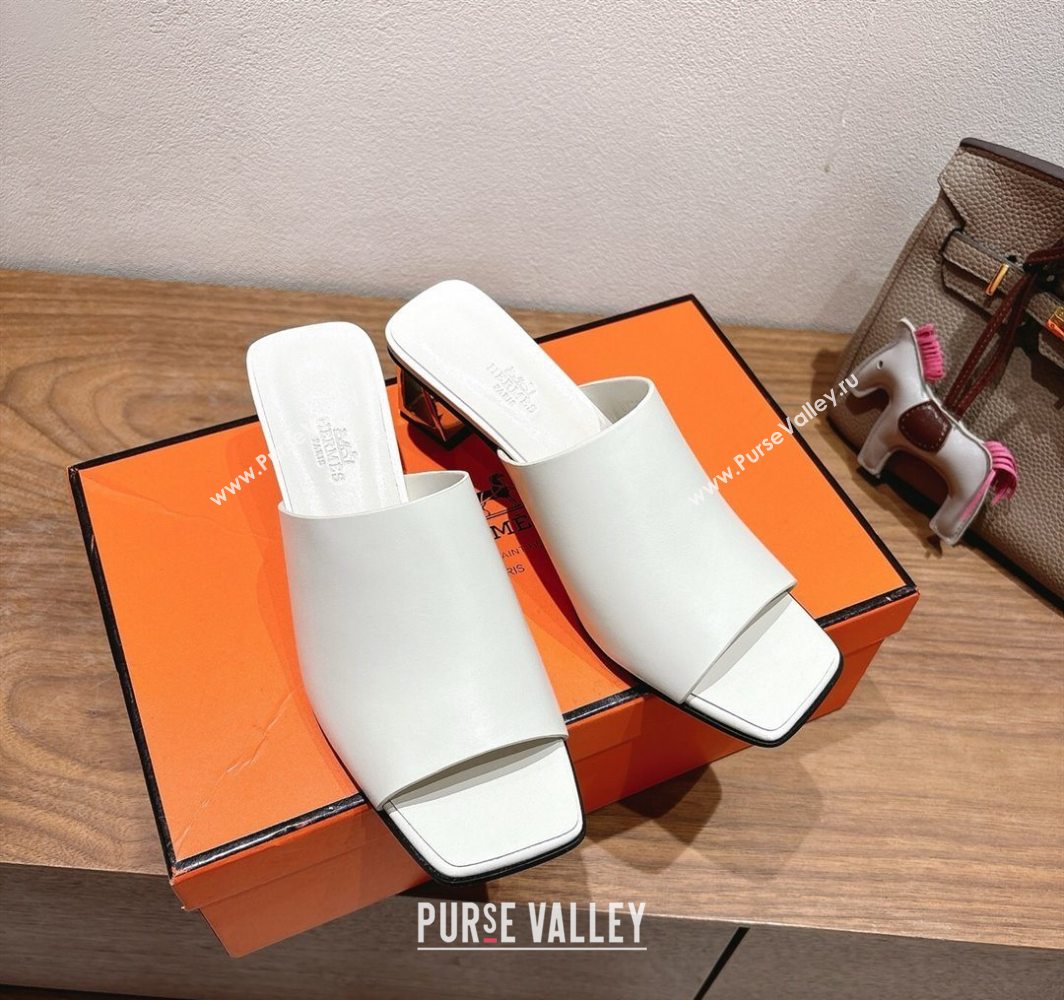 Hermes Kristal Heel Slides Sandal in Nappa Leather White 2025 (MD-250606070)