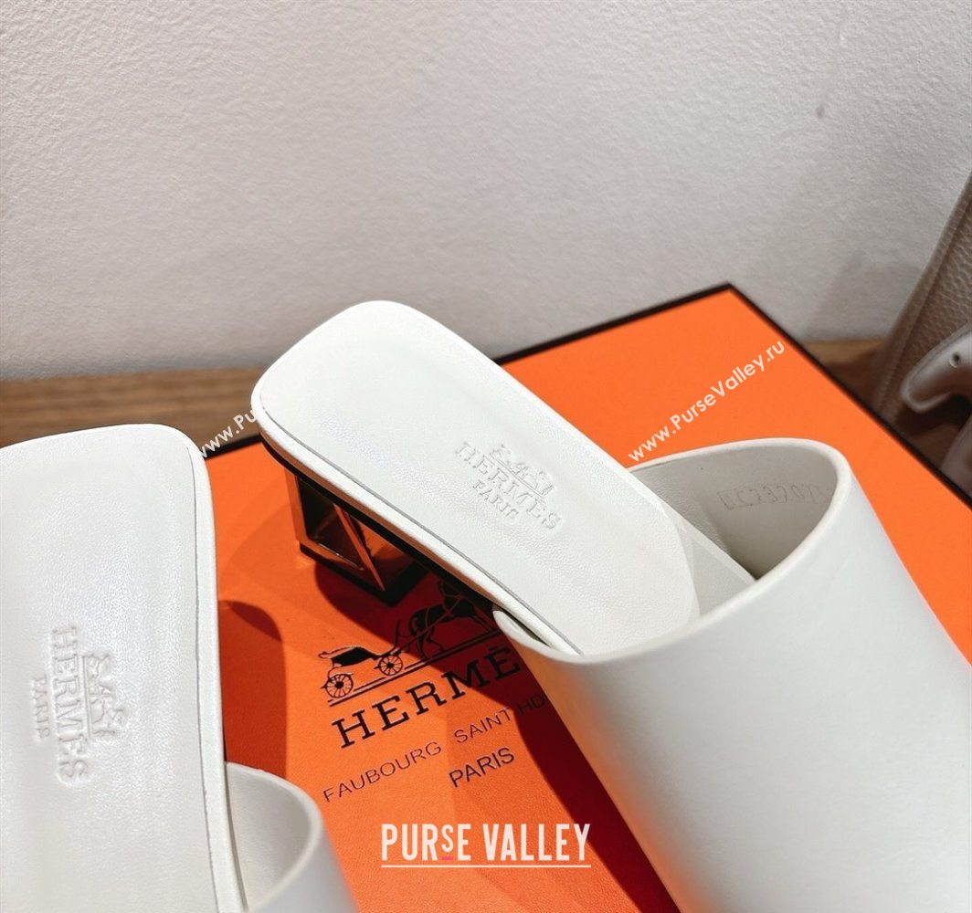 Hermes Kristal Heel Slides Sandal in Nappa Leather White 2025 (MD-250606070)
