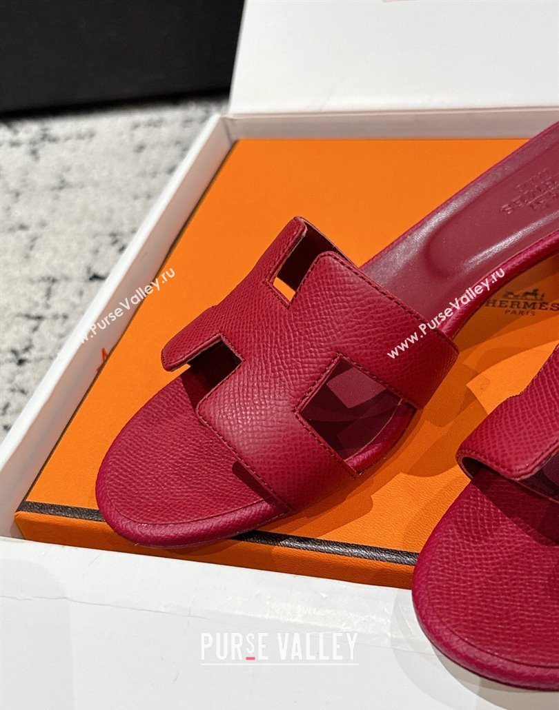 Hermes Classic Oasis Heel Slides Sandal 4.5cm in Palm Grained Leather Dark Burgundy 2025 0606 (MD-250606094)