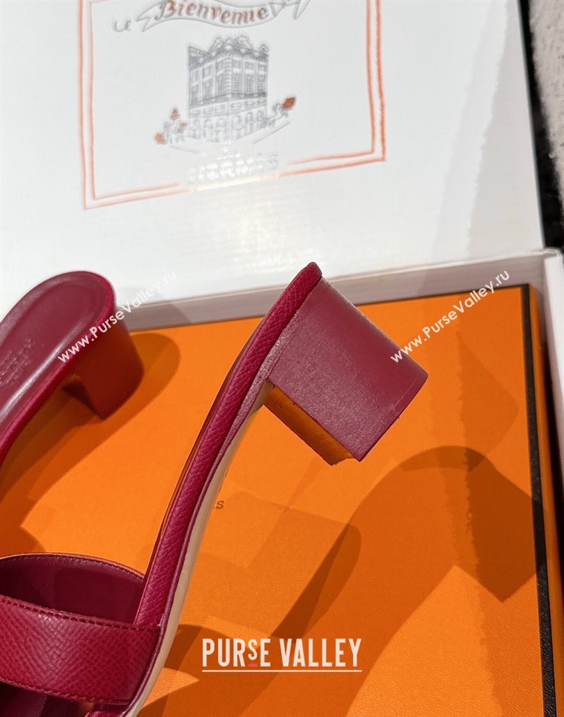 Hermes Classic Oasis Heel Slides Sandal 4.5cm in Palm Grained Leather Dark Burgundy 2025 0606 (MD-250606094)