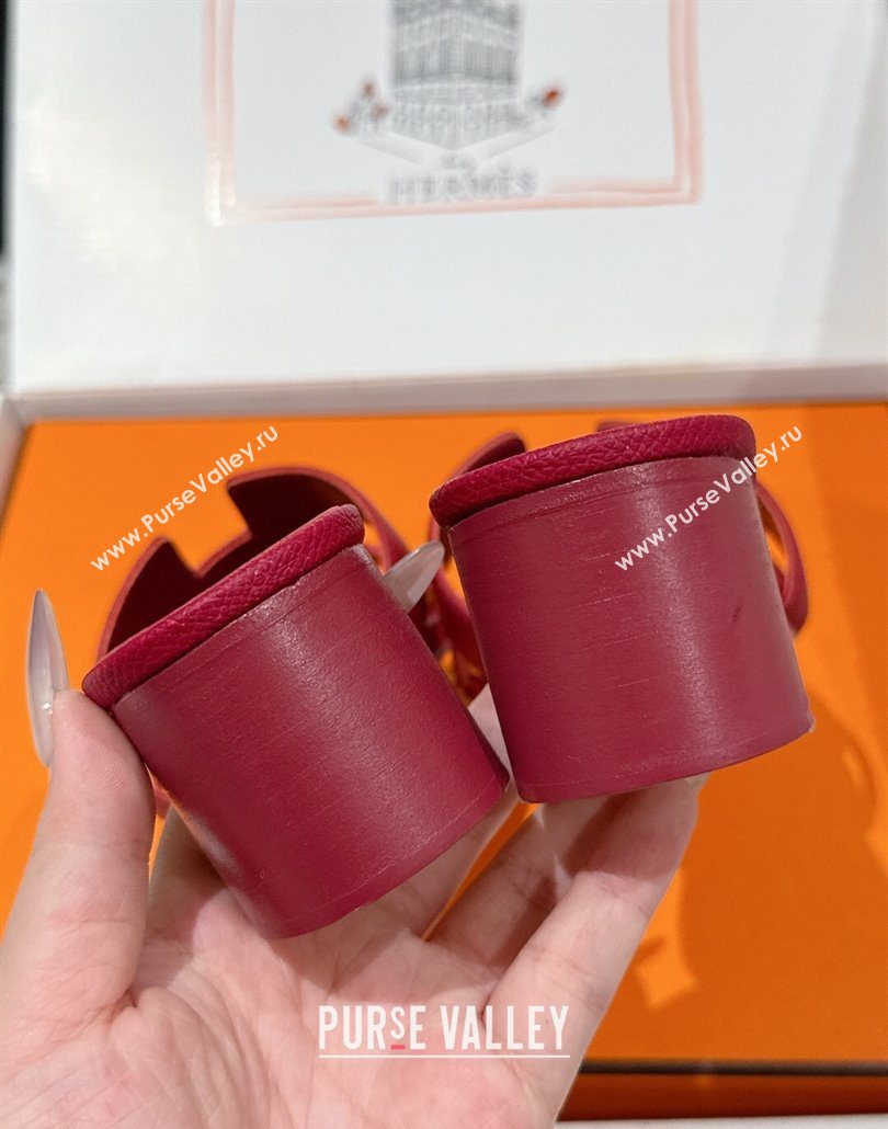Hermes Classic Oasis Heel Slides Sandal 4.5cm in Palm Grained Leather Dark Burgundy 2025 0606 (MD-250606094)