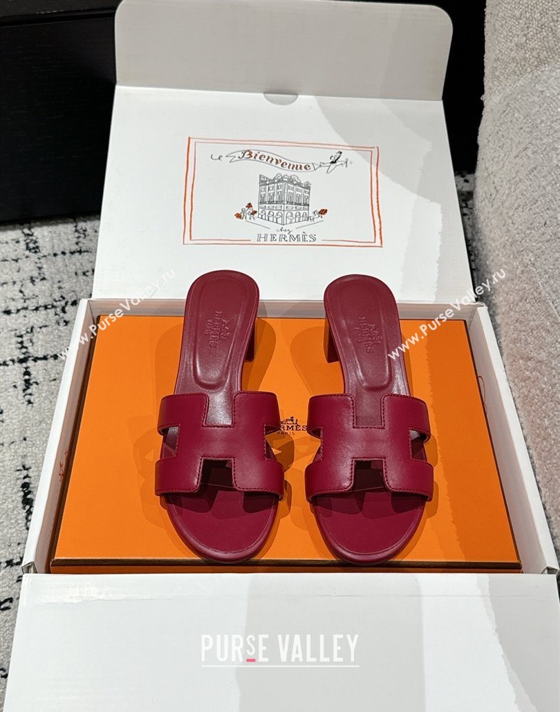 Hermes Classic Oasis Heel Slides Sandal 4.5cm in Shiny Calfskin Red 02 2025 0606 (MD-250606096)
