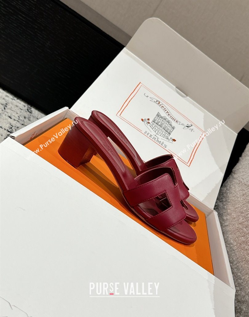 Hermes Classic Oasis Heel Slides Sandal 4.5cm in Shiny Calfskin Red 02 2025 0606 (MD-250606096)