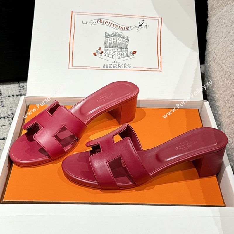 Hermes Classic Oasis Heel Slides Sandal 4.5cm in Shiny Calfskin Red 02 2025 0606 (MD-250606096)