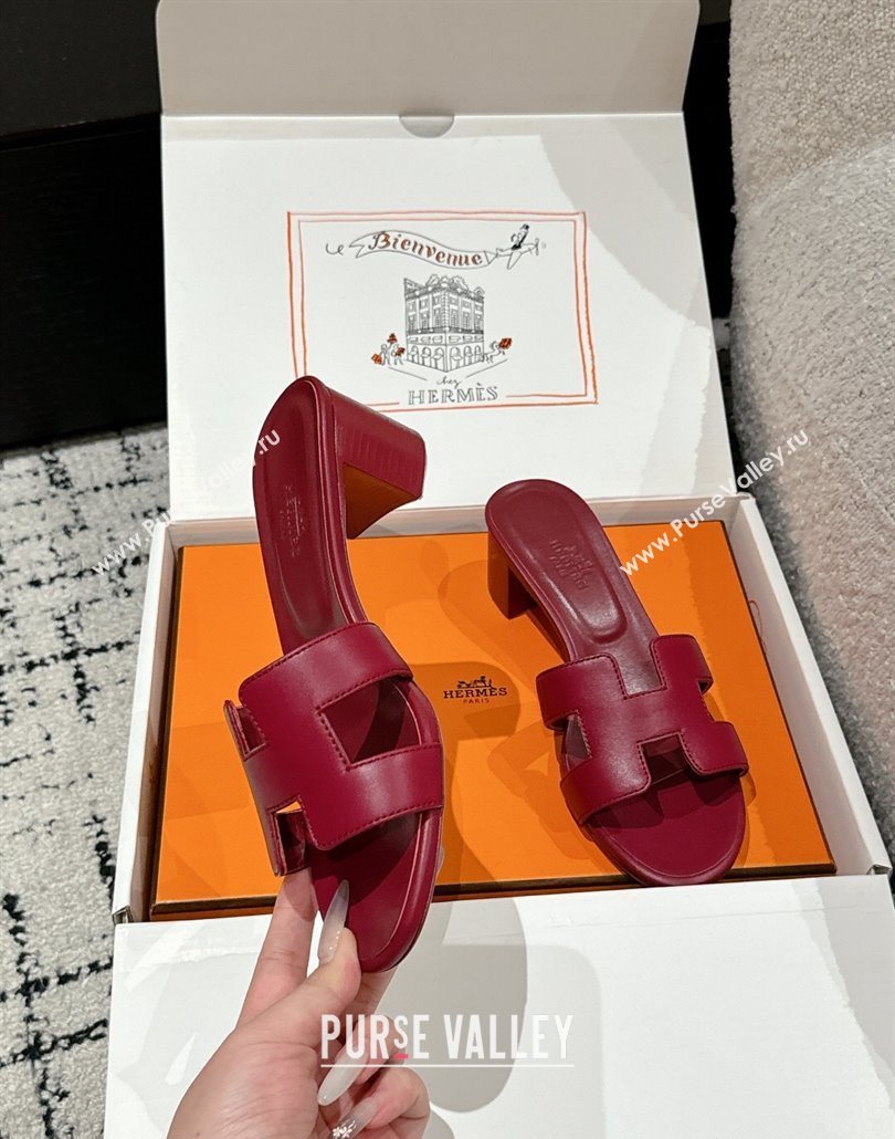 Hermes Classic Oasis Heel Slides Sandal 4.5cm in Shiny Calfskin Red 02 2025 0606 (MD-250606096)