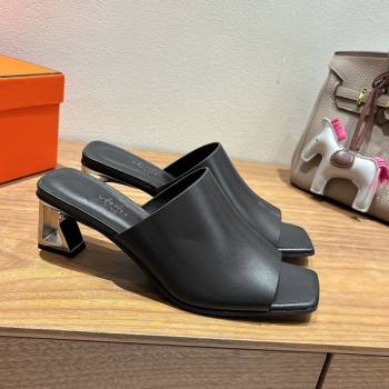 Hermes Kristal Heel Slides Sandal in Nappa Leather Black 2025 (MD-250606071)