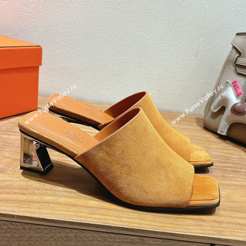 Hermes Kristal Heel Slides Sandal in Suede Brown 2025 (MD-250606067)
