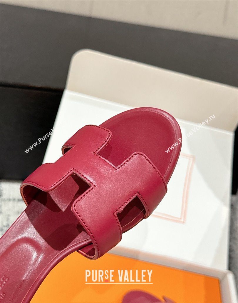 Hermes Classic Oasis Heel Slides Sandal 4.5cm in Shiny Calfskin Red 02 2025 0606 (MD-250606096)