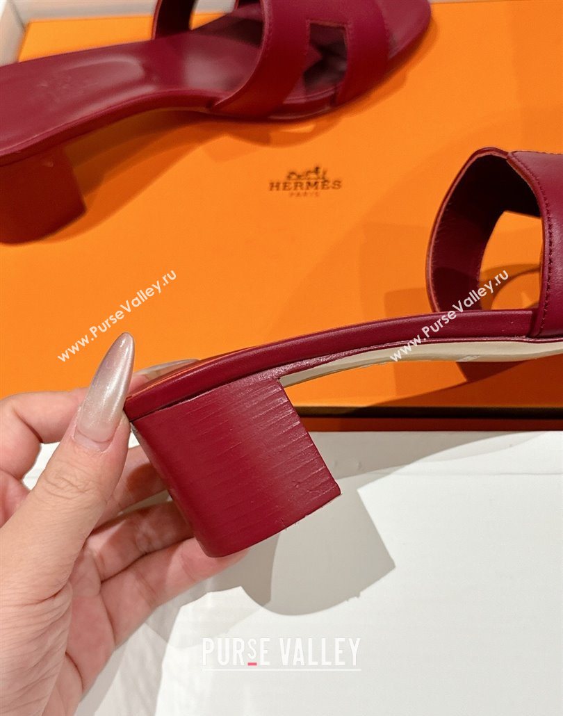 Hermes Classic Oasis Heel Slides Sandal 4.5cm in Shiny Calfskin Red 02 2025 0606 (MD-250606096)