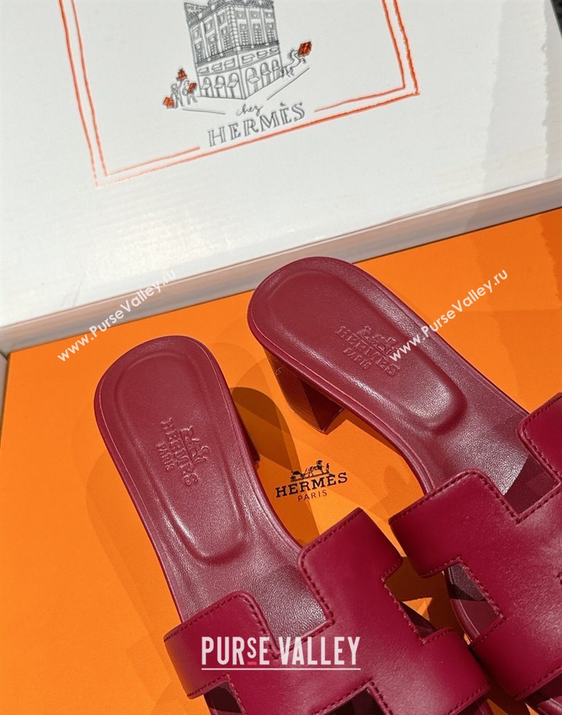 Hermes Classic Oasis Heel Slides Sandal 4.5cm in Shiny Calfskin Red 02 2025 0606 (MD-250606096)