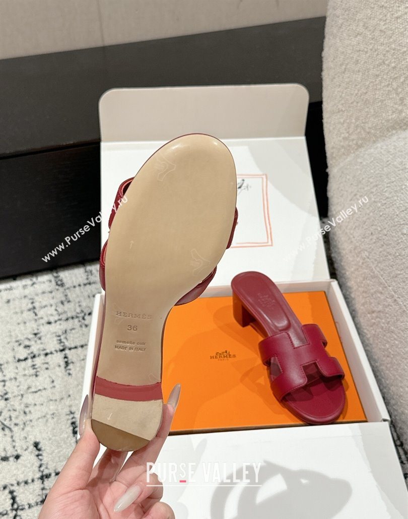 Hermes Classic Oasis Heel Slides Sandal 4.5cm in Shiny Calfskin Red 02 2025 0606 (MD-250606096)