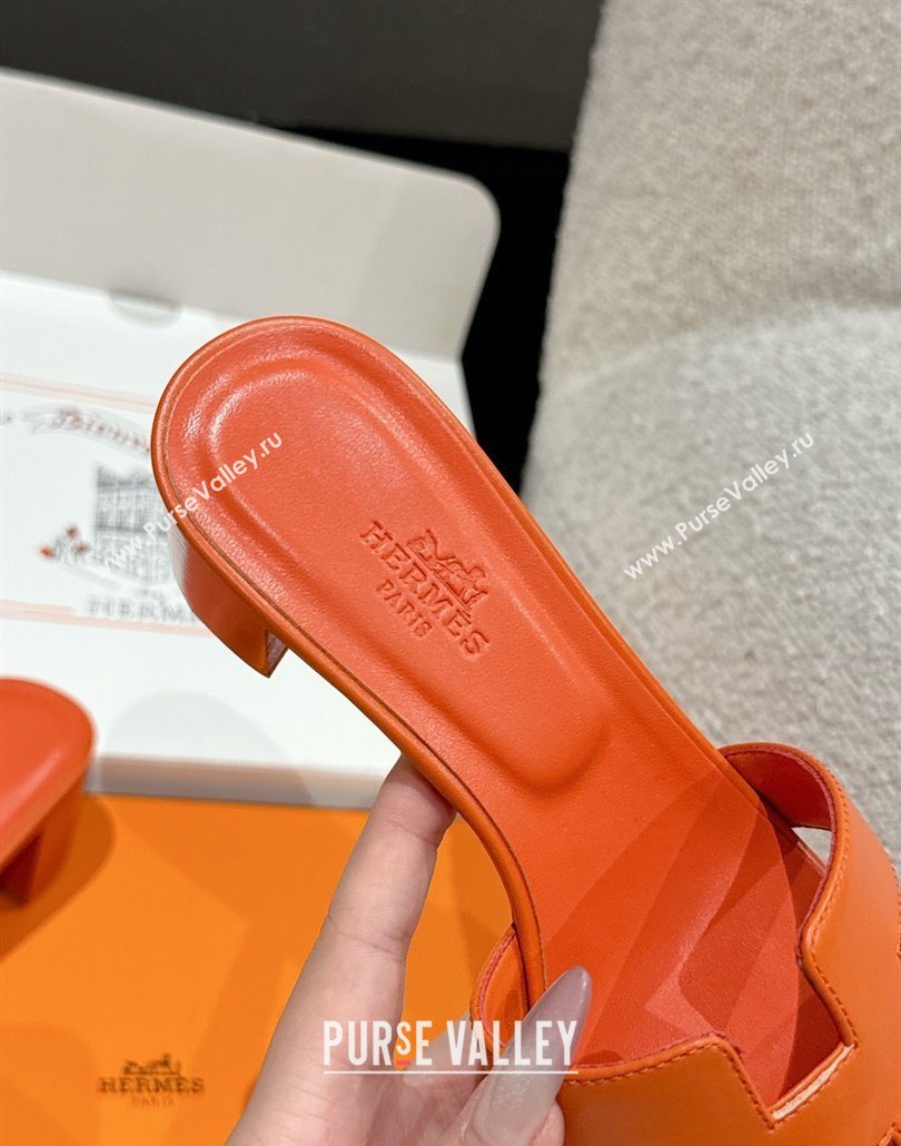 Hermes Classic Oasis Heel Slides Sandal 4.5cm in Shiny Calfskin Orange 03 2025 0606 (MD-250606097)