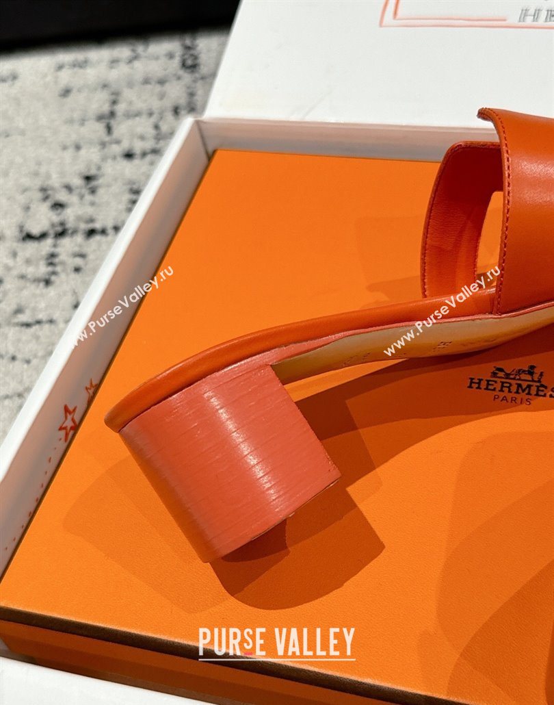 Hermes Classic Oasis Heel Slides Sandal 4.5cm in Shiny Calfskin Orange 03 2025 0606 (MD-250606097)