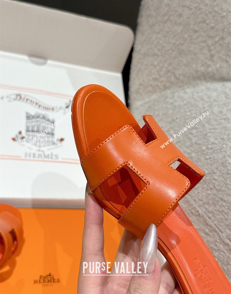 Hermes Classic Oasis Heel Slides Sandal 4.5cm in Shiny Calfskin Orange 08 2025 0606 (MD-250606104)