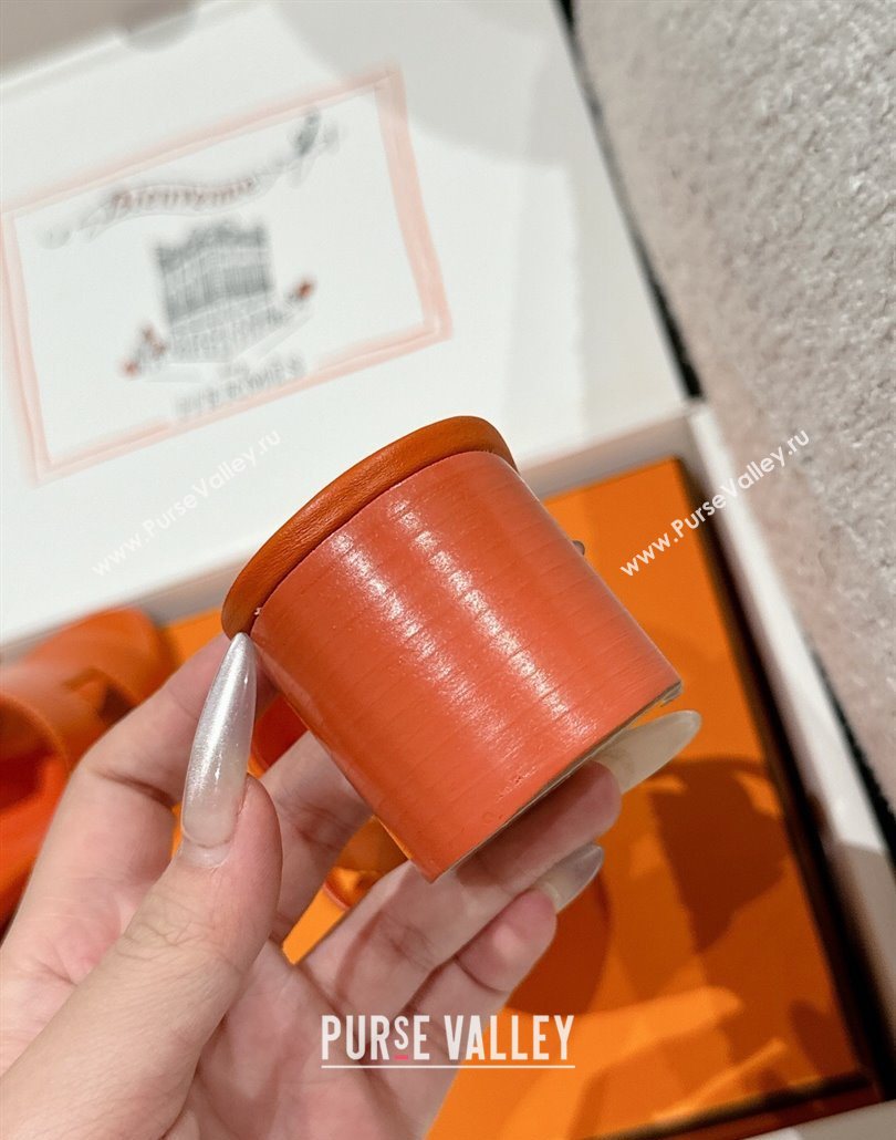 Hermes Classic Oasis Heel Slides Sandal 4.5cm in Shiny Calfskin Orange 08 2025 0606 (MD-250606104)
