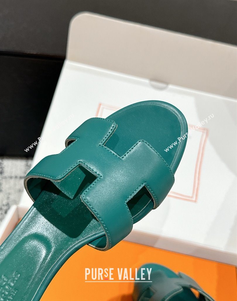 Hermes Classic Oasis Heel Slides Sandal 4.5cm in Shiny Calfskin Green 10 2025 0606 (MD-250606107)