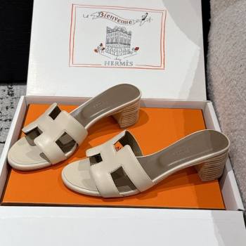 Hermes Classic Oasis Heel Slides Sandal 4.5cm in Shiny Calfskin Beige 12 2025 0606 (MD-250606109)