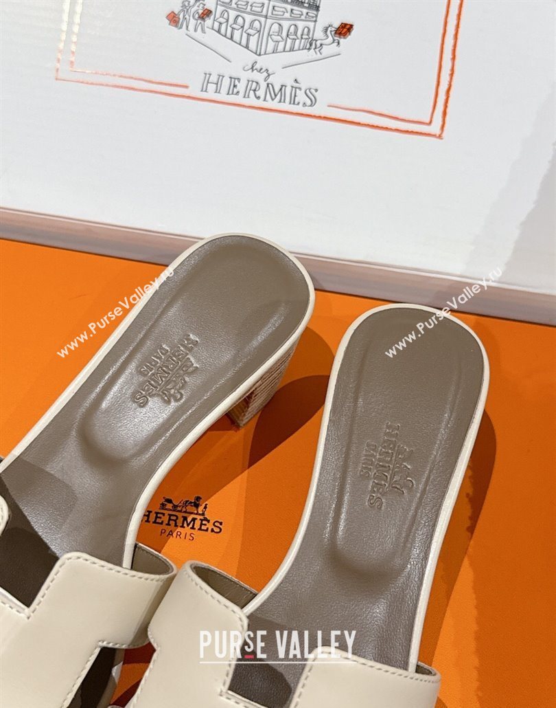 Hermes Classic Oasis Heel Slides Sandal 4.5cm in Shiny Calfskin Beige 12 2025 0606 (MD-250606109)