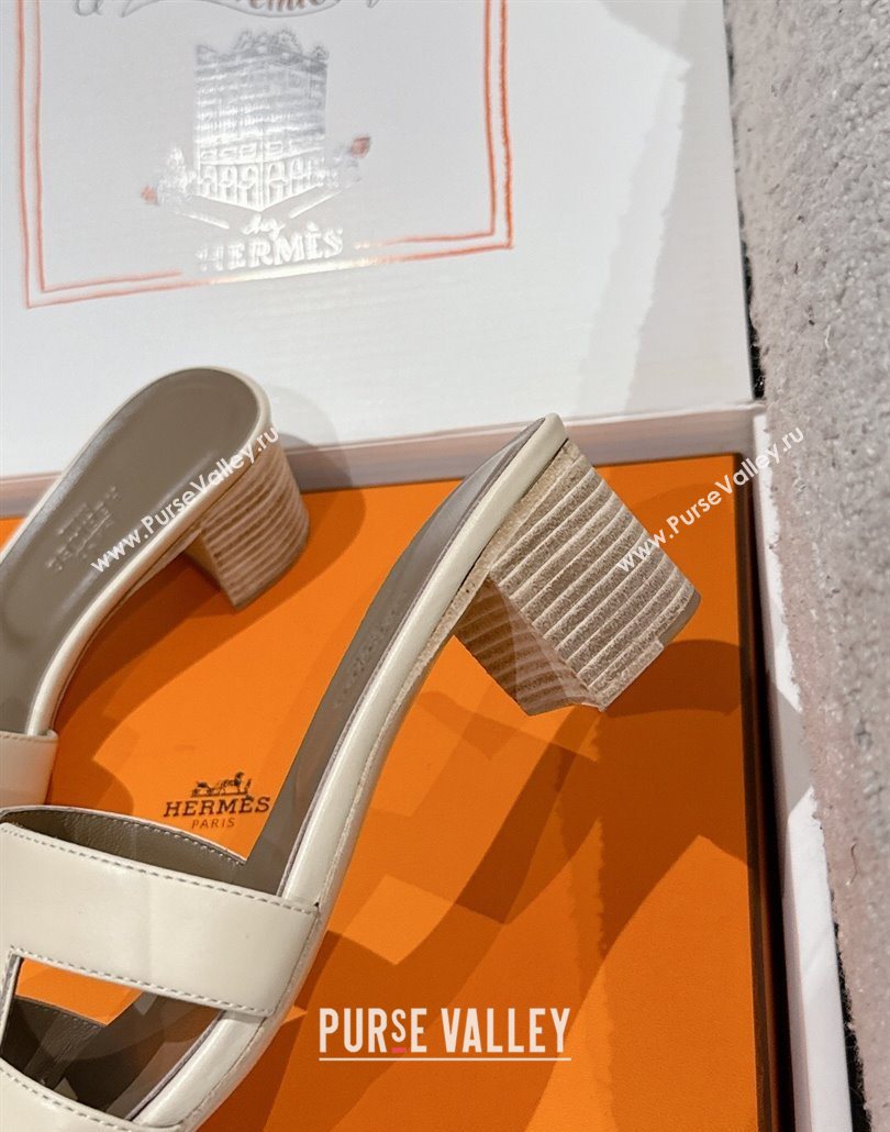Hermes Classic Oasis Heel Slides Sandal 4.5cm in Shiny Calfskin Beige 12 2025 0606 (MD-250606109)
