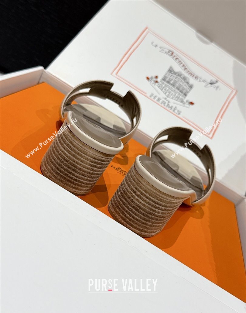 Hermes Classic Oasis Heel Slides Sandal 4.5cm in Shiny Calfskin Beige 12 2025 0606 (MD-250606109)