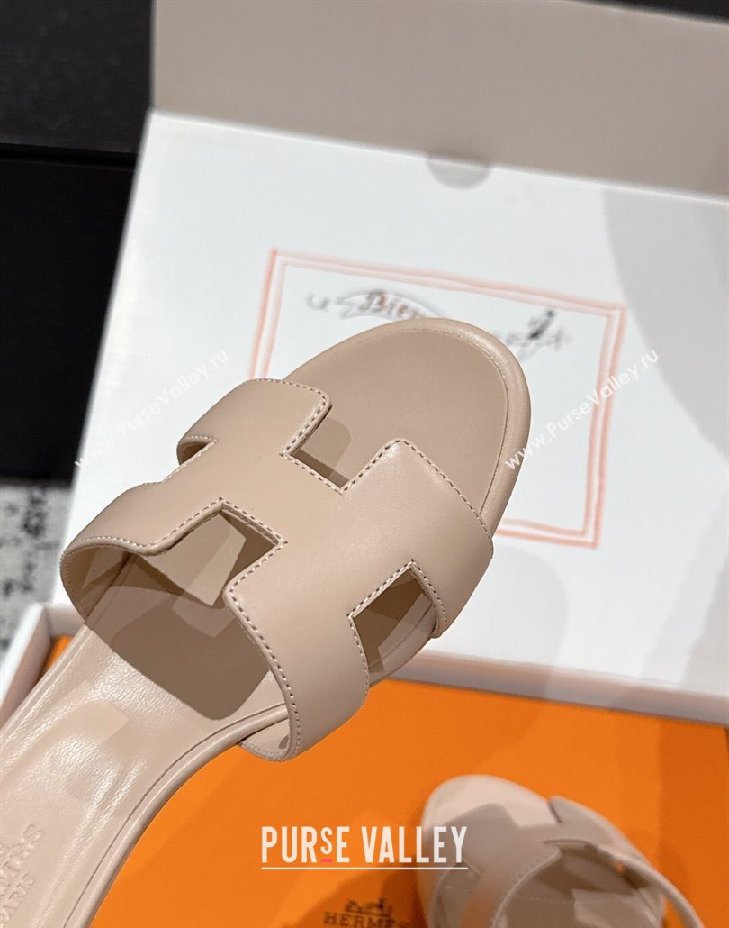 Hermes Classic Oasis Heel Slides Sandal 4.5cm in Shiny Calfskin Beige 13 2025 0606 (MD-250606110)
