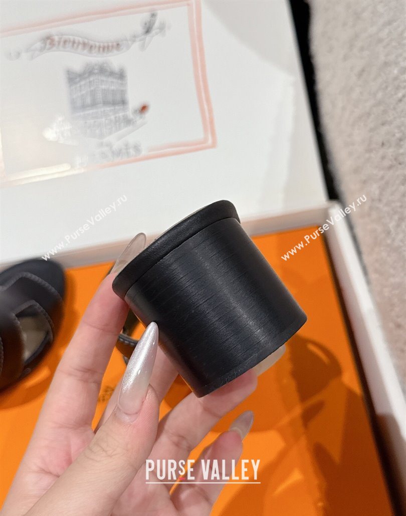 Hermes Classic Oasis Heel Slides Sandal 4.5cm in Shiny Calfskin Black 14 2025 0606 (MD-250606111)