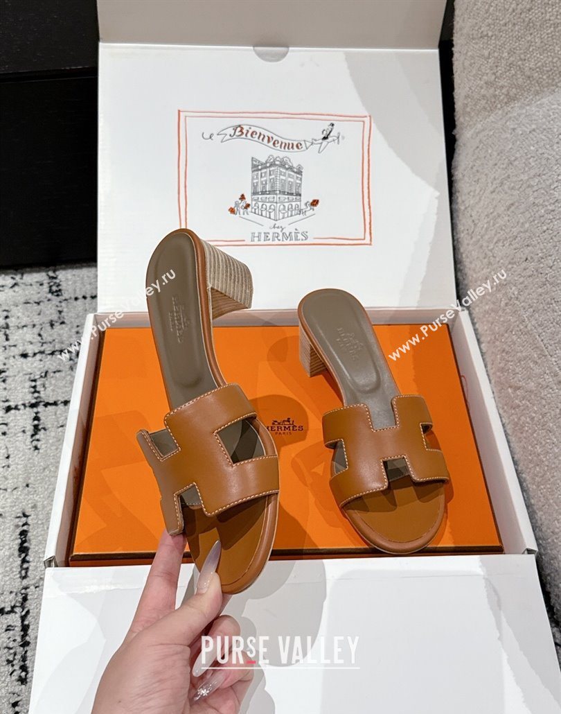 Hermes Classic Oasis Heel Slides Sandal 4.5cm in Shiny Calfskin Brown 16 2025 0606 (MD-250606113)