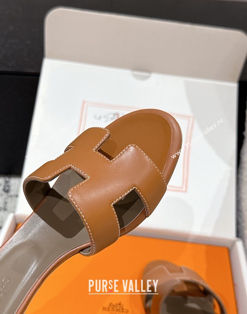 Hermes Classic Oasis Heel Slides Sandal 4.5cm in Shiny Calfskin Brown 16 2025 0606 (MD-250606113)