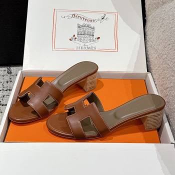 Hermes Classic Oasis Heel Slides Sandal 4.5cm in Shiny Calfskin Dark Brown 2025 0606 (MD-250606114)