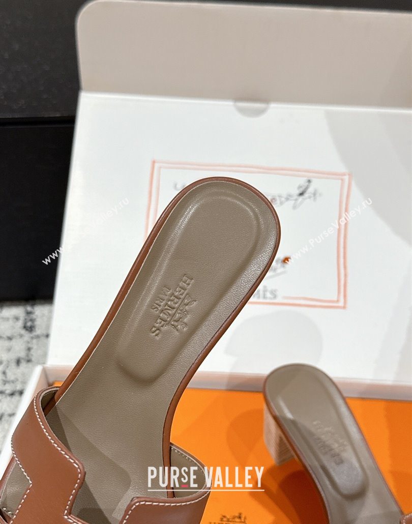 Hermes Classic Oasis Heel Slides Sandal 4.5cm in Shiny Calfskin Dark Brown 2025 0606 (MD-250606114)