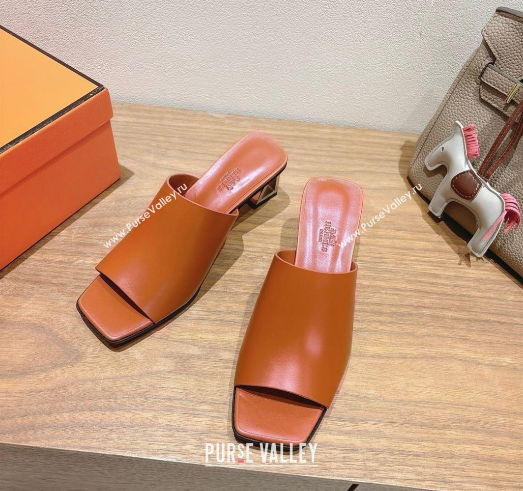 Hermes Kristal Heel Slides Sandal in Nappa Leather Brown 2025 (MD-250606073)