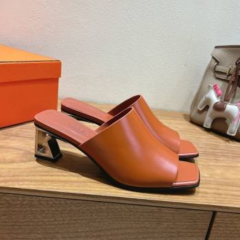 Hermes Kristal Heel Slides Sandal in Nappa Leather Brown 2025 (MD-250606073)