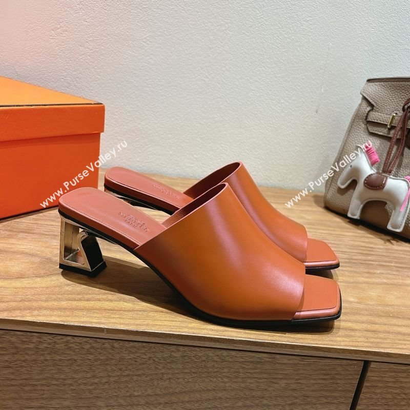 Hermes Kristal Heel Slides Sandal in Nappa Leather Brown 2025 (MD-250606073)