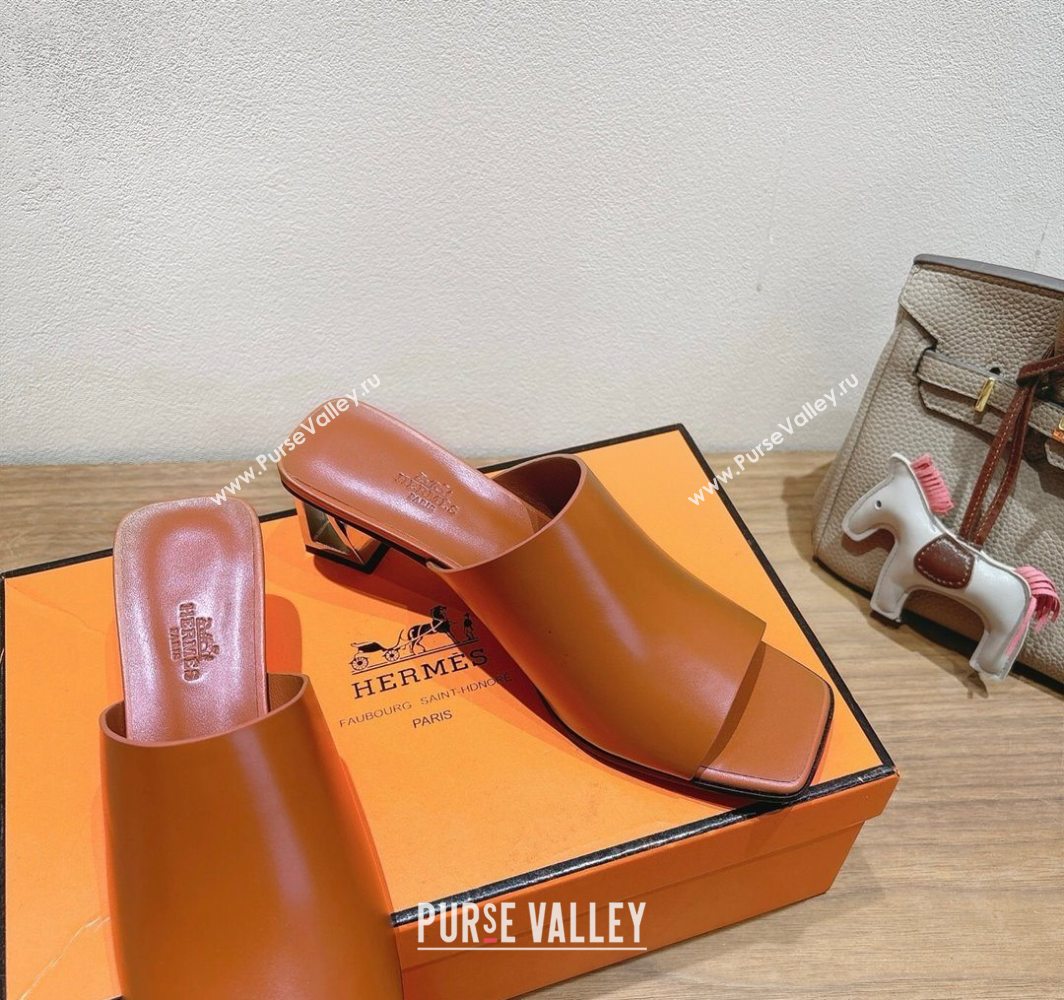 Hermes Kristal Heel Slides Sandal in Nappa Leather Brown 2025 (MD-250606073)
