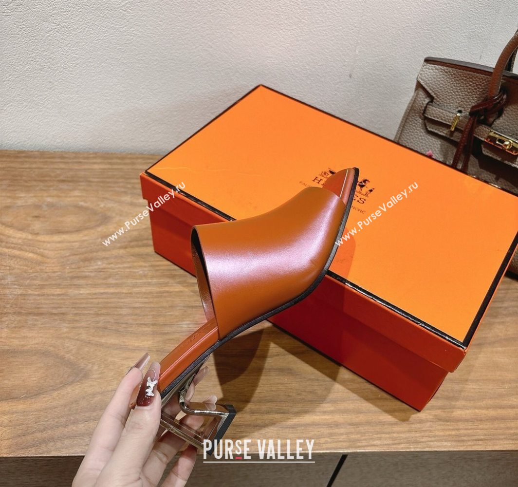 Hermes Kristal Heel Slides Sandal in Nappa Leather Brown 2025 (MD-250606073)