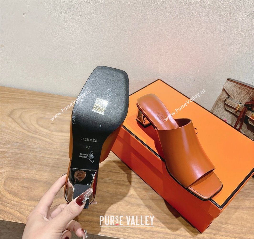 Hermes Kristal Heel Slides Sandal in Nappa Leather Brown 2025 (MD-250606073)