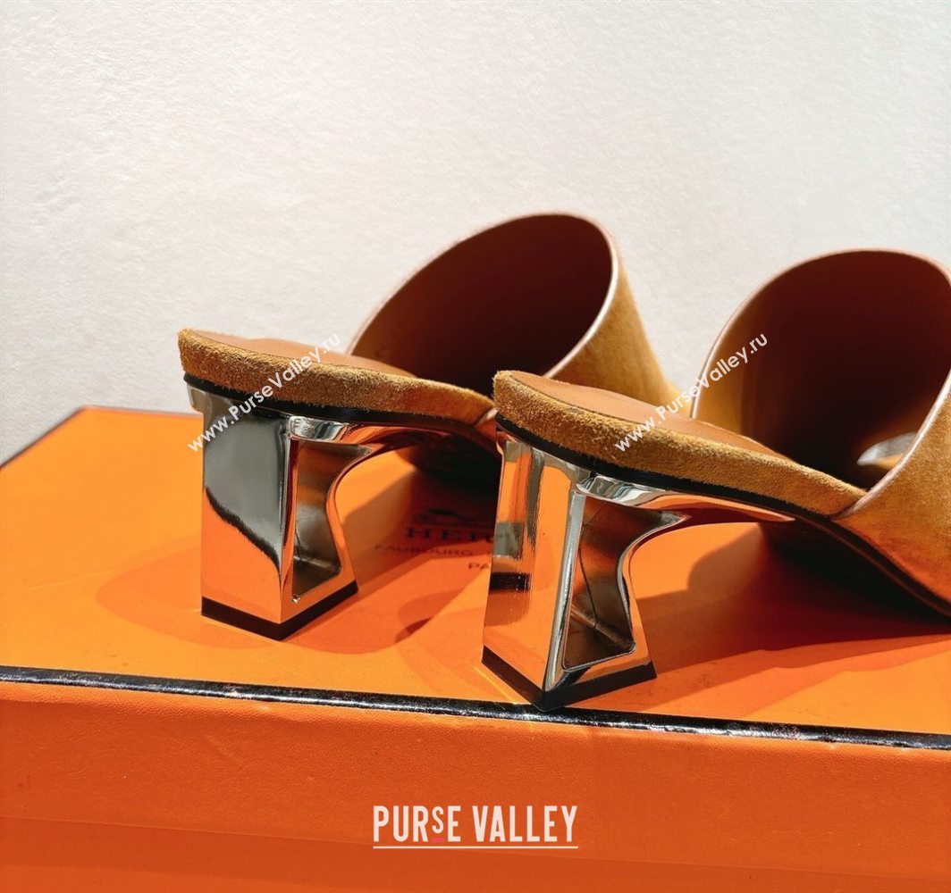 Hermes Kristal Heel Slides Sandal in Suede Brown 2025 (MD-250606067)