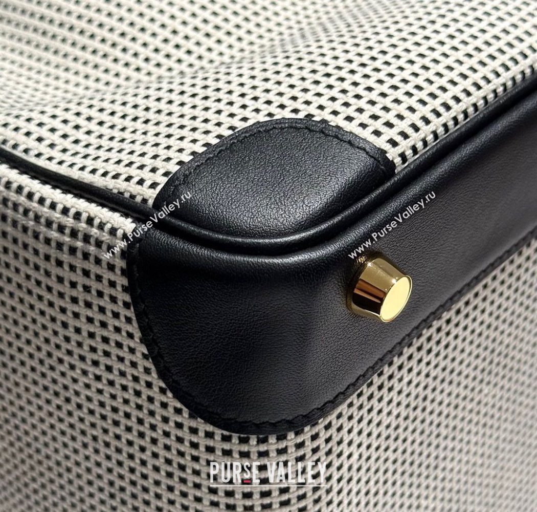 Hermes Birkin 30cm Bag in Waffle Pattern Canvas and Swift Calfskin with Gold Hardware Black/White 2025 (Half Handmade) (FL-25070