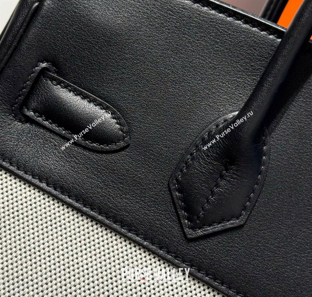 Hermes Birkin 30cm Bag in Canvas and Swift Calfskin Leather with Gold Hardware Black/White 2025 (Half Handmade) (FL-250701078)