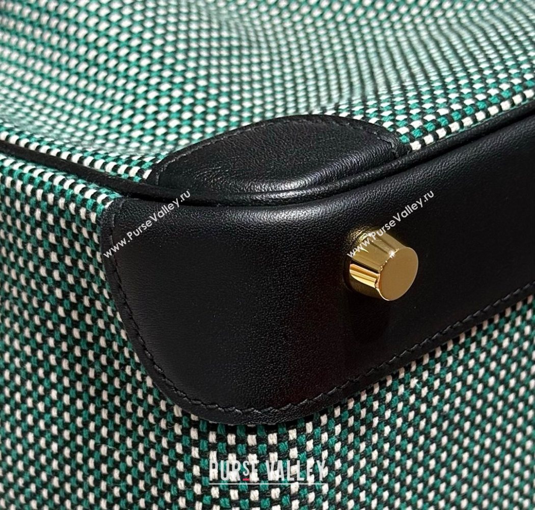 Hermes Birkin 30cm Bag in Waffle Pattern Canvas and Swift Calfskin with Gold Hardware Black/Green 2025 (Half Handmade) (FL-25070