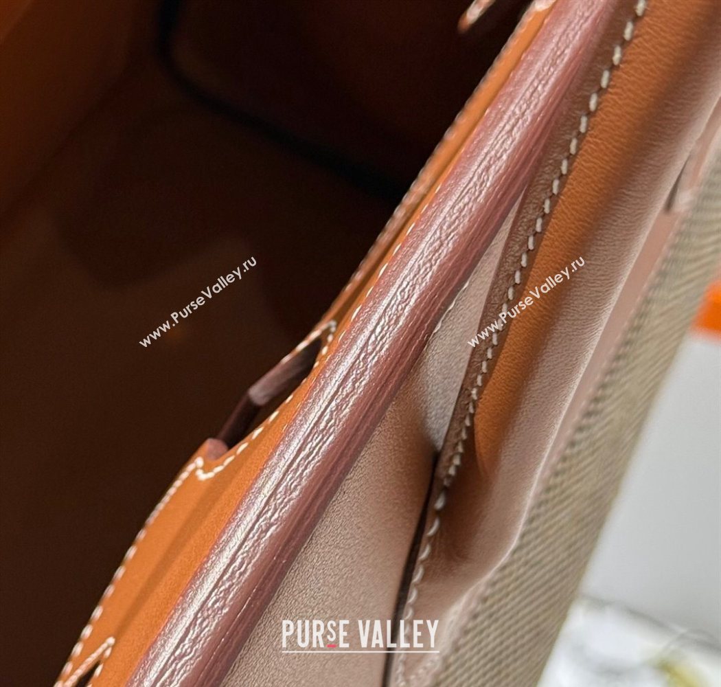 Hermes Birkin 30cm Bag in Waffle Pattern Canvas and Swift Calfskin with Gold Hardware Brown 2025 (Half Handmade) (FL-250701080)