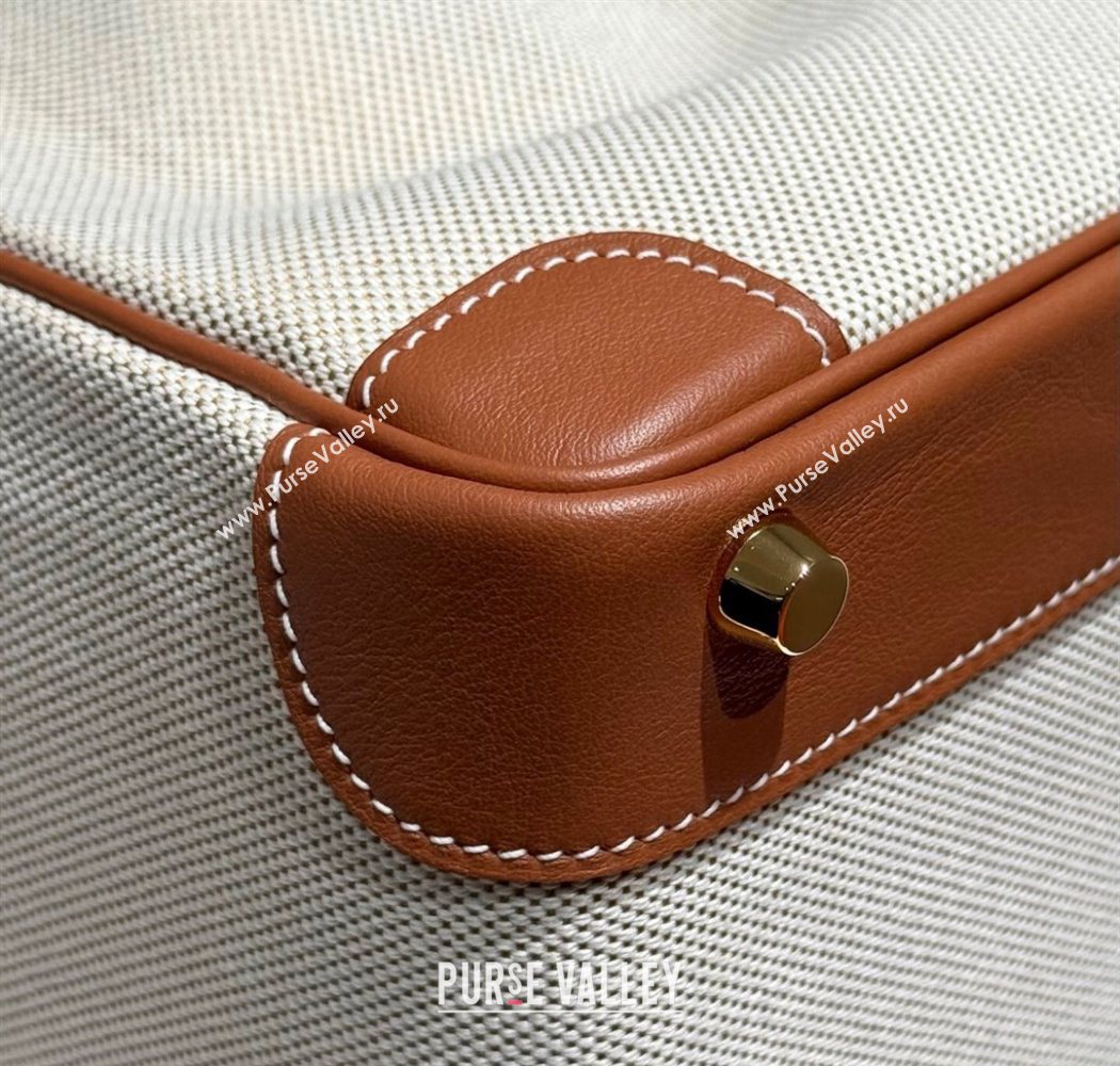 Hermes Birkin 30cm Bag in Canvas and Swift Calfskin with Gold Hardware Brown/White 2025 (Half Handmade) (FL-250701081)