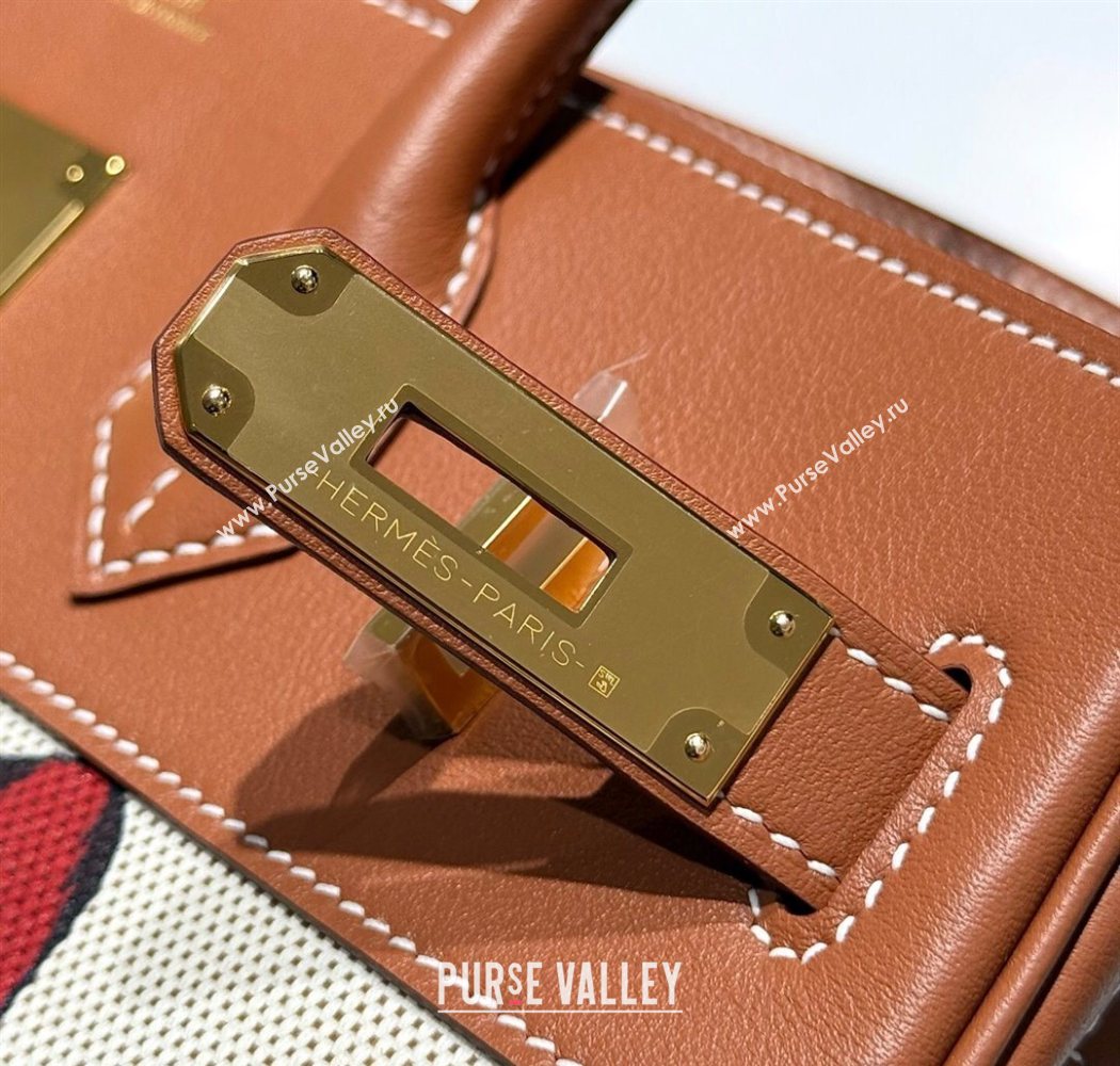Hermes Birkin 30cm Bag in Printed Canvas and Swift Calfskin with Gold Hardware Brown 2025 (Half Handmade) (FL-250701082)
